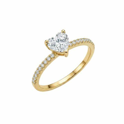 Anel Solitário Coração com Micro Zircônia Cristal Banhado a Ouro