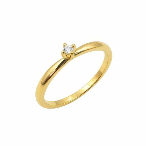 Anel Solitário com Micro Zircônia Cristal Banhado a Ouro