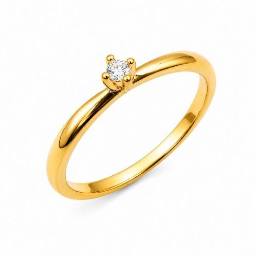 Anel Solit�rio com Micro Zirc�nia Cristal Banhado a Ouro