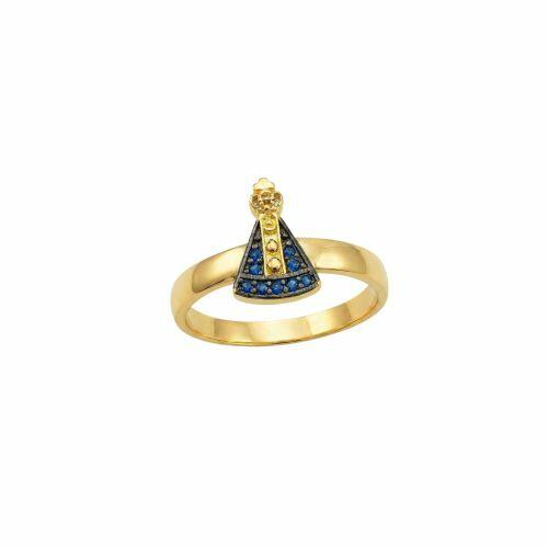 Anel Liso com Nossa Senhora Aparecida Banhado a Ouro