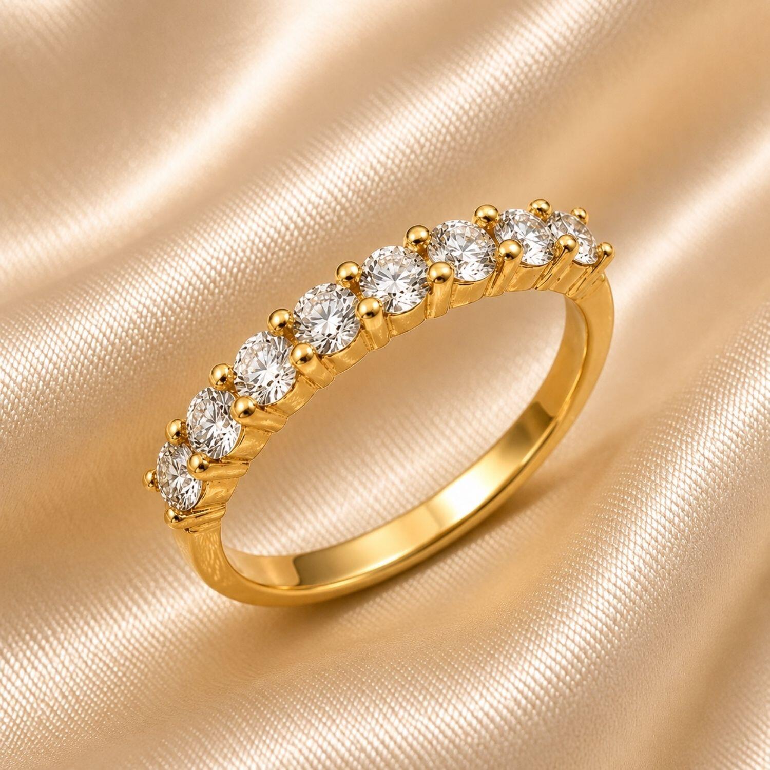 Anel Aparador Zircônia Cristal Banhado a Ouro