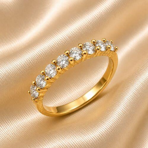 Anel Aparador Zirc�nia Cristal Banhado a Ouro