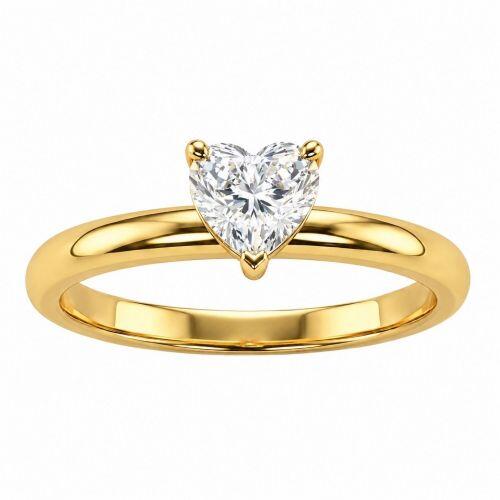 Anel Solit�rio Cora��o Zirc�nia Cristal Banhado a Ouro