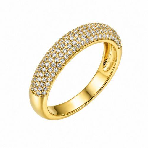 Anel Aparador 5 Fileiras Zirc�nia Cristal Banhado a Ouro