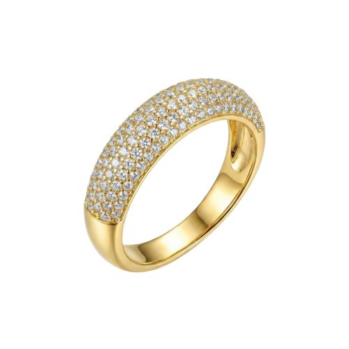 Anel Aparador 5 Fileiras Zirc�nia Cristal Banhado a Ouro