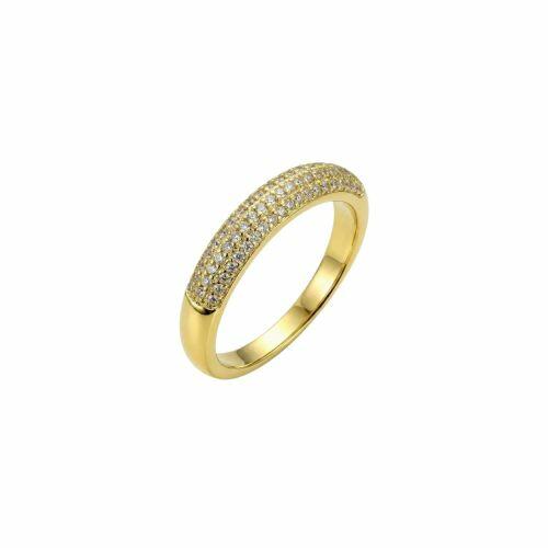 Anel Aparador 4 Fileiras Zirc�nia Cristal Banhado a Ouro