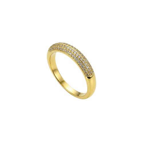 Anel Aparador 4 Fileiras Zirc�nia Cristal Banhado a Ouro
