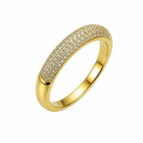 Anel Aparador 4 Fileiras Zirc�nia Cristal Banhado a Ouro