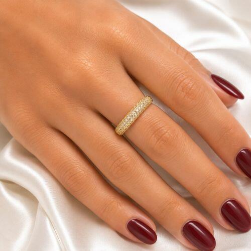 Anel Aparador 4 Fileiras Zirc�nia Cristal Banhado a Ouro