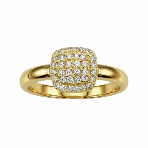 Anel Quadrado Zircônia Cristal Banhado a Ouro