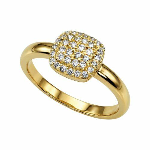 Anel Quadrado Zircônia Cristal Banhado a Ouro