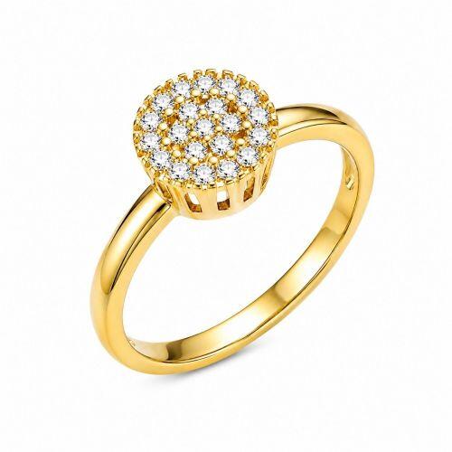 Anel Solit�rio Chuveirinho Zirc�nia Banhado a Ouro