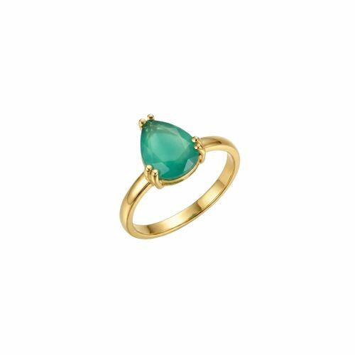 Anel Gota Zircônia Verde Fusion Banhado em Ouro 18K
