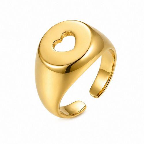 Anel Dedinho Cora��o Vazado Regul�vel Banhado a Ouro