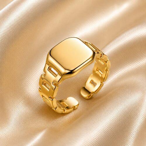 Anel Dedinho Regul�vel Lajotinha Banhado a Ouro