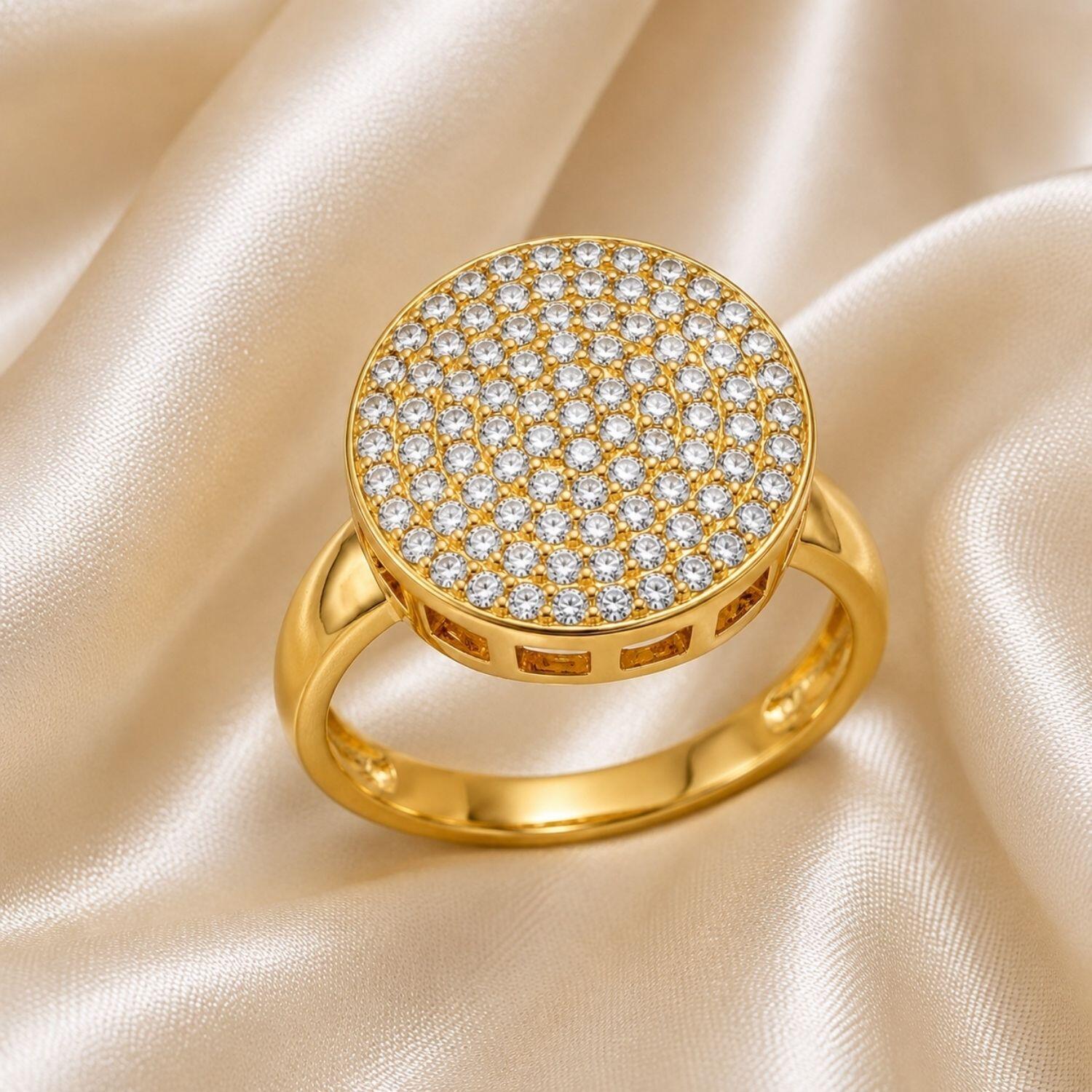Anel Chuveiro Zircônia Cristal Banhado em Ouro 18K