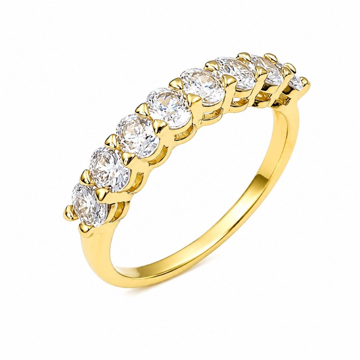 Anel Meia Aliança Zircônia Oval Cristal Banhado em Ouro 18K