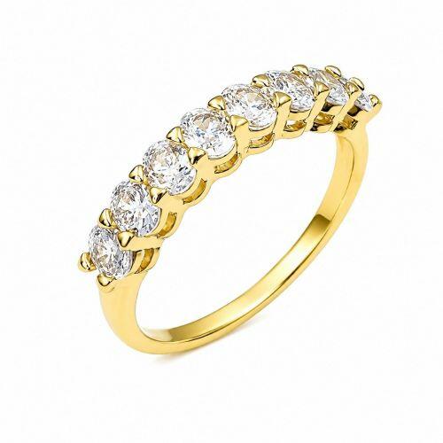 Anel Meia Alian�a Zirc�nia Oval Cristal Banhado em Ouro 18K