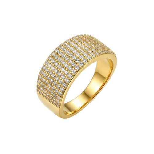 Anel 7 Fileiras de Micro Zircônia Cristal Banhado em Ouro 18K