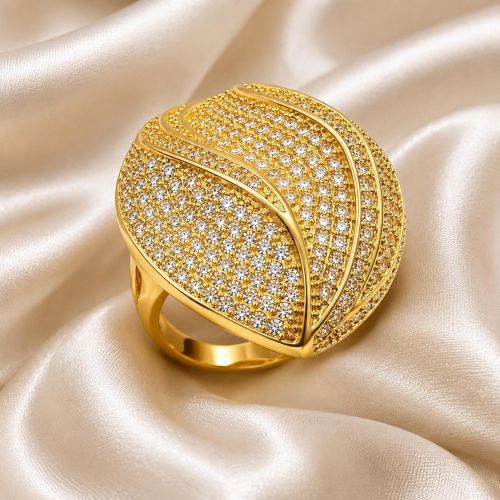 Anel Luxury Micro Zircônia Cristal Banhado em Ouro 18K
