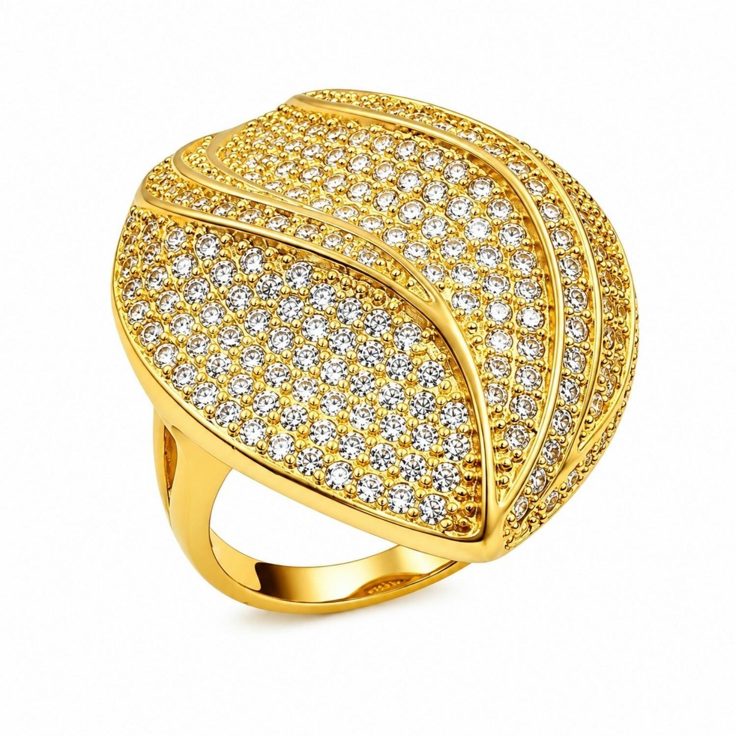 Anel Luxury Micro Zircônia Cristal Banhado em Ouro 18K
