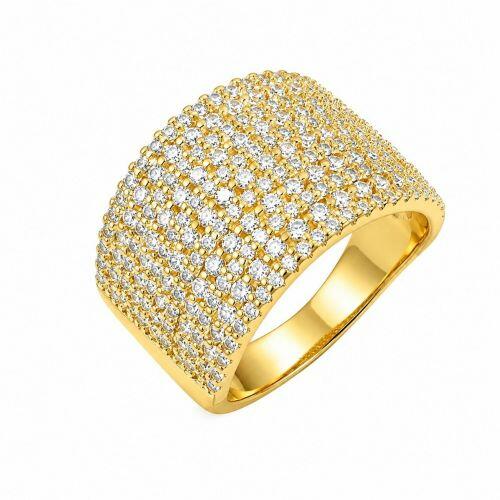 Anel 11 Fileiras Micro Zircônia Cristal Banhado em Ouro 18K