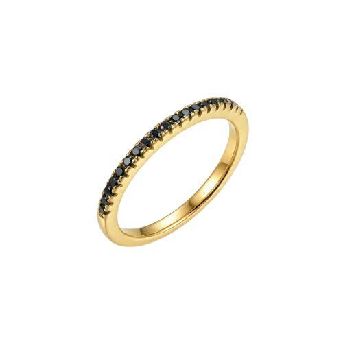 Anel Meia Aliança Fino Micro Zircônia Negra Banhado em Ouro18k