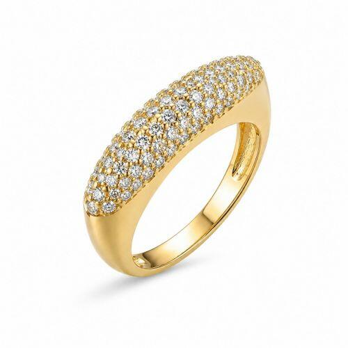Anel Meia Alian�a Luxury 8 Fileiras Zirc�nia Cristal Banhado em Ouro 18K