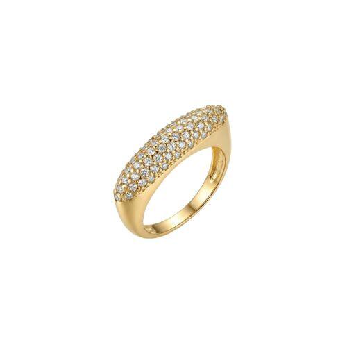Anel Meia Aliança Luxury 8 Fileiras Zircônia Cristal Banhado em Ouro 18K