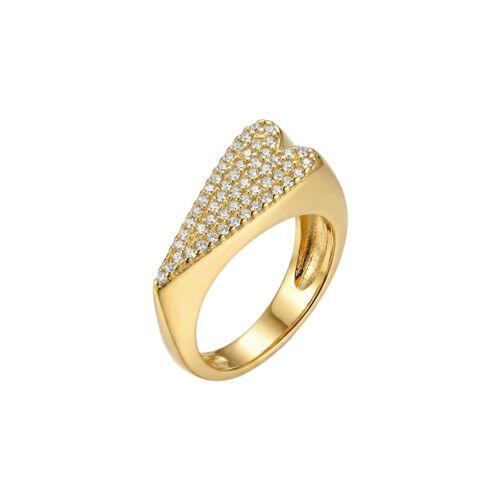 Anel Coração Longo Zircônia Cristal Banhado em Ouro 18K