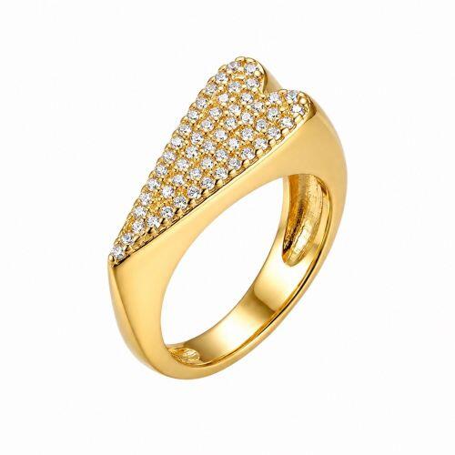 Anel Cora��o Longo Zirc�nia Cristal Banhado em Ouro 18K