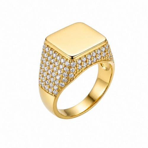 Anel Quadrado Luxury Zircônia Cristal Banhado em Ouro 18k