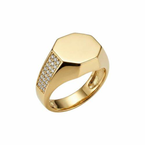 Anel Octógono Luxury Zircônia Cristal Banhado em Ouro 18K
