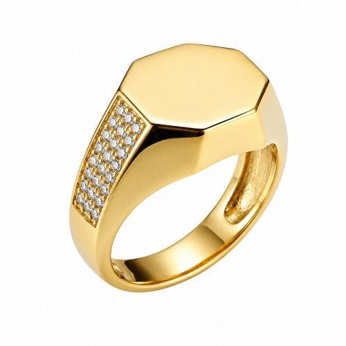 Anel Octógono Luxury Zircônia Cristal Banhado em Ouro 18K