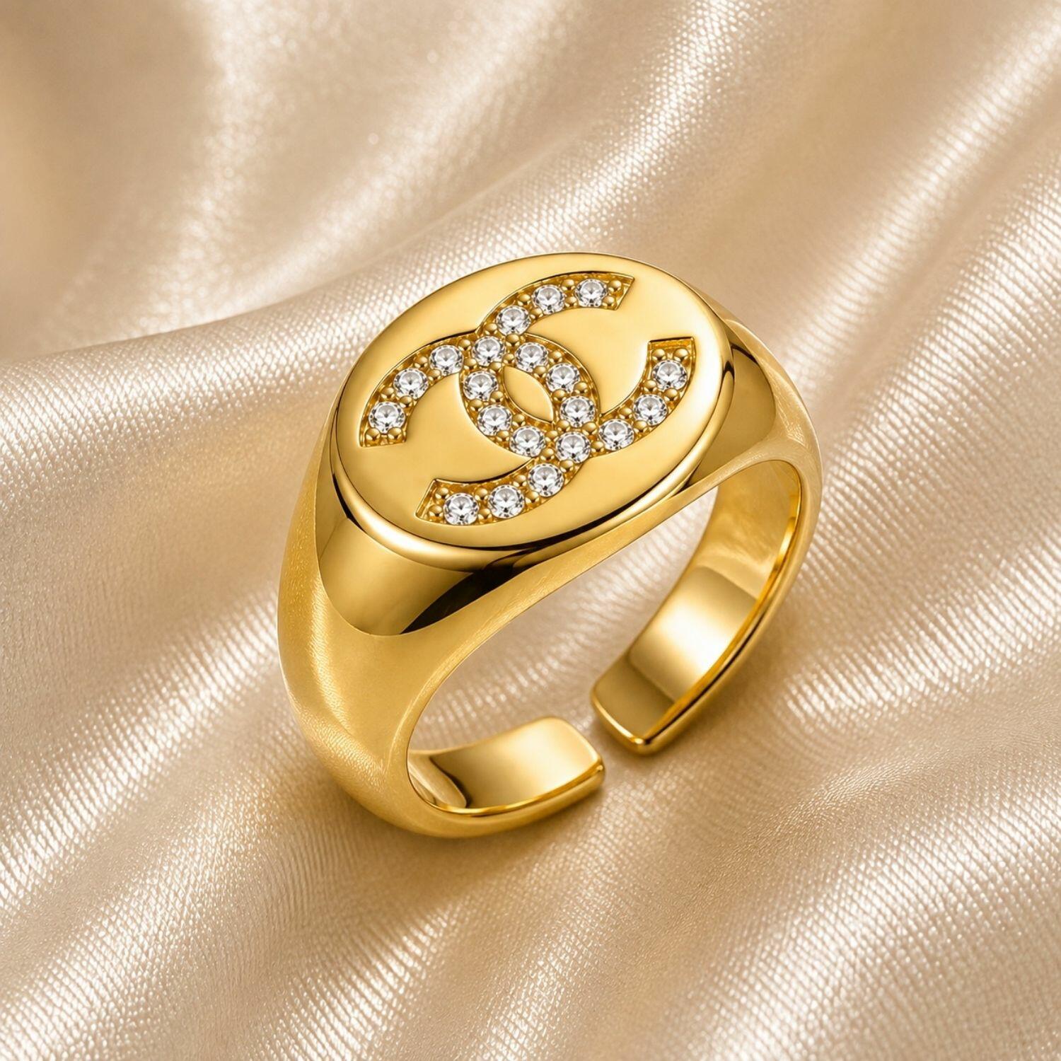 Anel Dedinho X com Zircônia Cristal Regulável Banhado em Ouro 18k