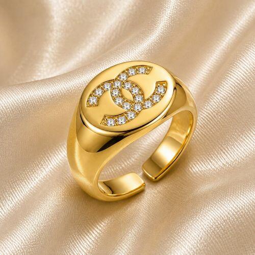 Anel Dedinho X com Zirc�nia Cristal Regul�vel Banhado em Ouro 18k