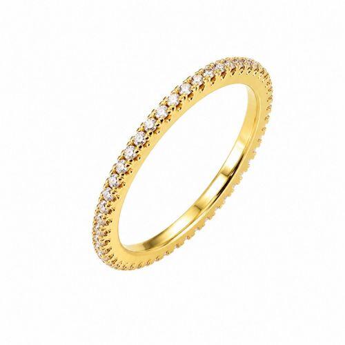 Anel Aparador Fino Todo de Micro Zirc�nia Cristal Banhado em Ouro 18k