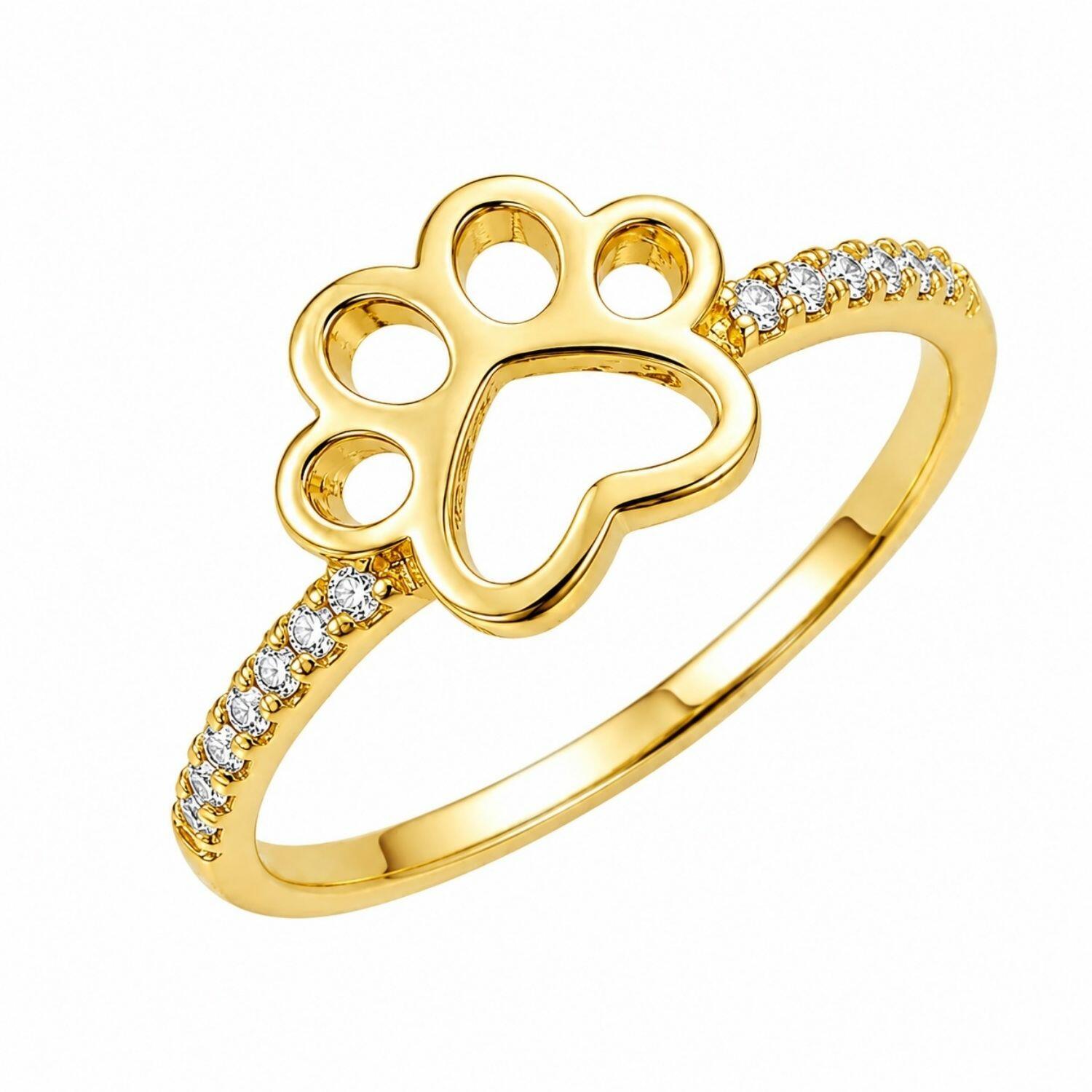 Anel Patinha Meia Aliança com Micro Zircônia Cristal Banhado em Ouro18k