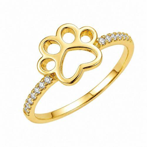 Anel Patinha Meia Alian�a com Micro Zirc�nia Cristal Banhado em Ouro18k