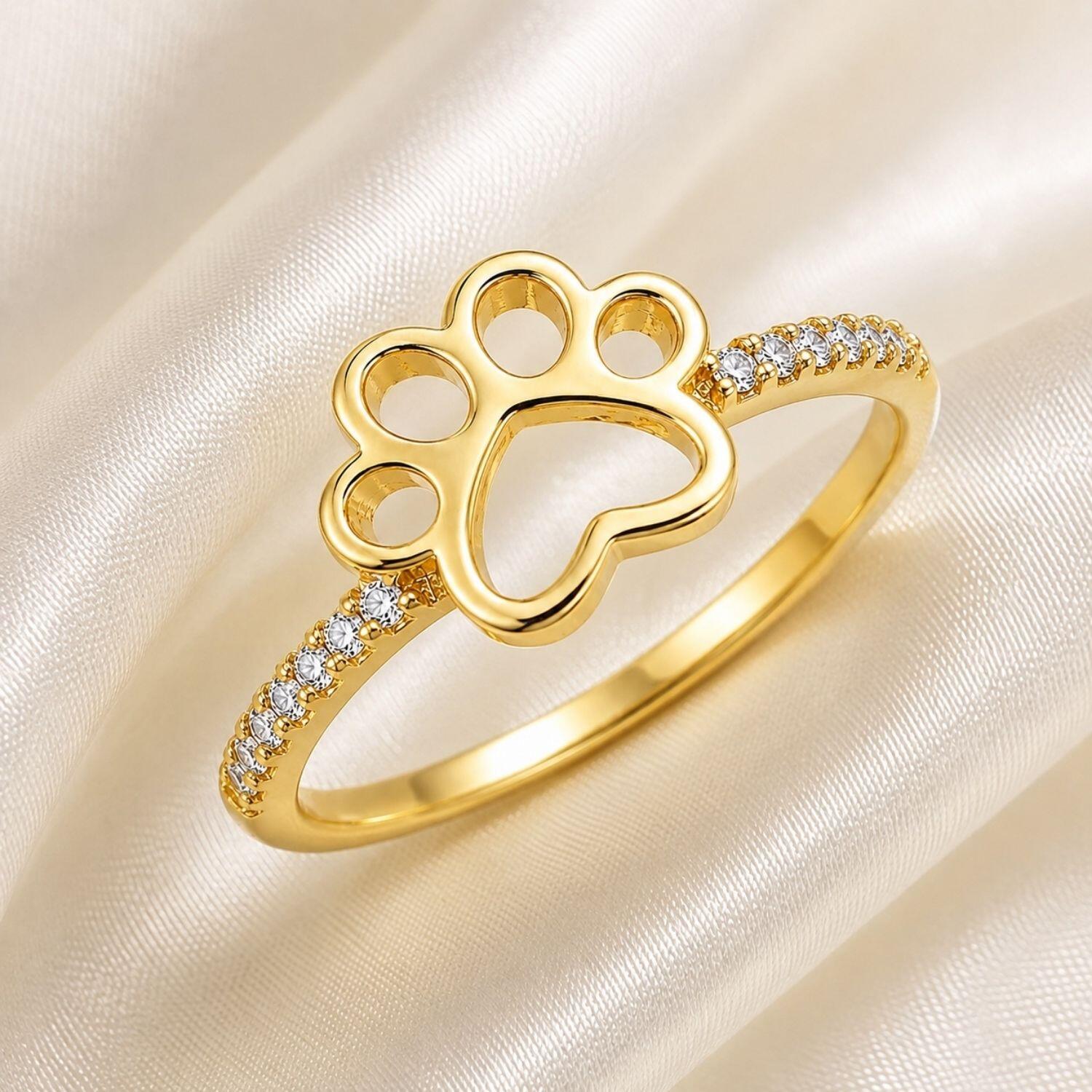 Anel Patinha Meia Aliança com Micro Zircônia Cristal Banhado em Ouro18k