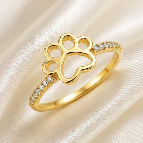 Anel Patinha Meia Aliança com Micro Zircônia Cristal Banhado em Ouro18k