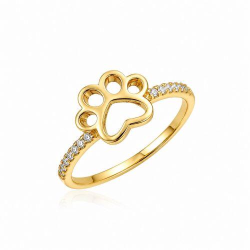 Anel Patinha Meia Aliança com Micro Zircônia Cristal Banhado em Ouro18k