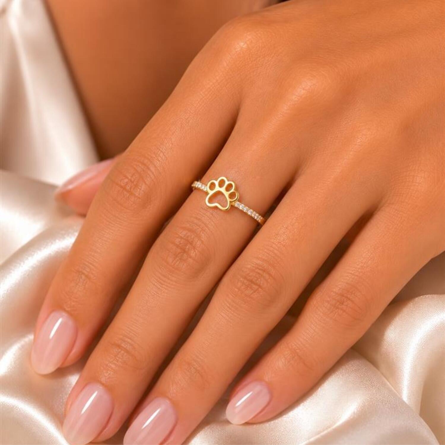 Anel Patinha Meia Aliança com Micro Zircônia Cristal Banhado em Ouro18k