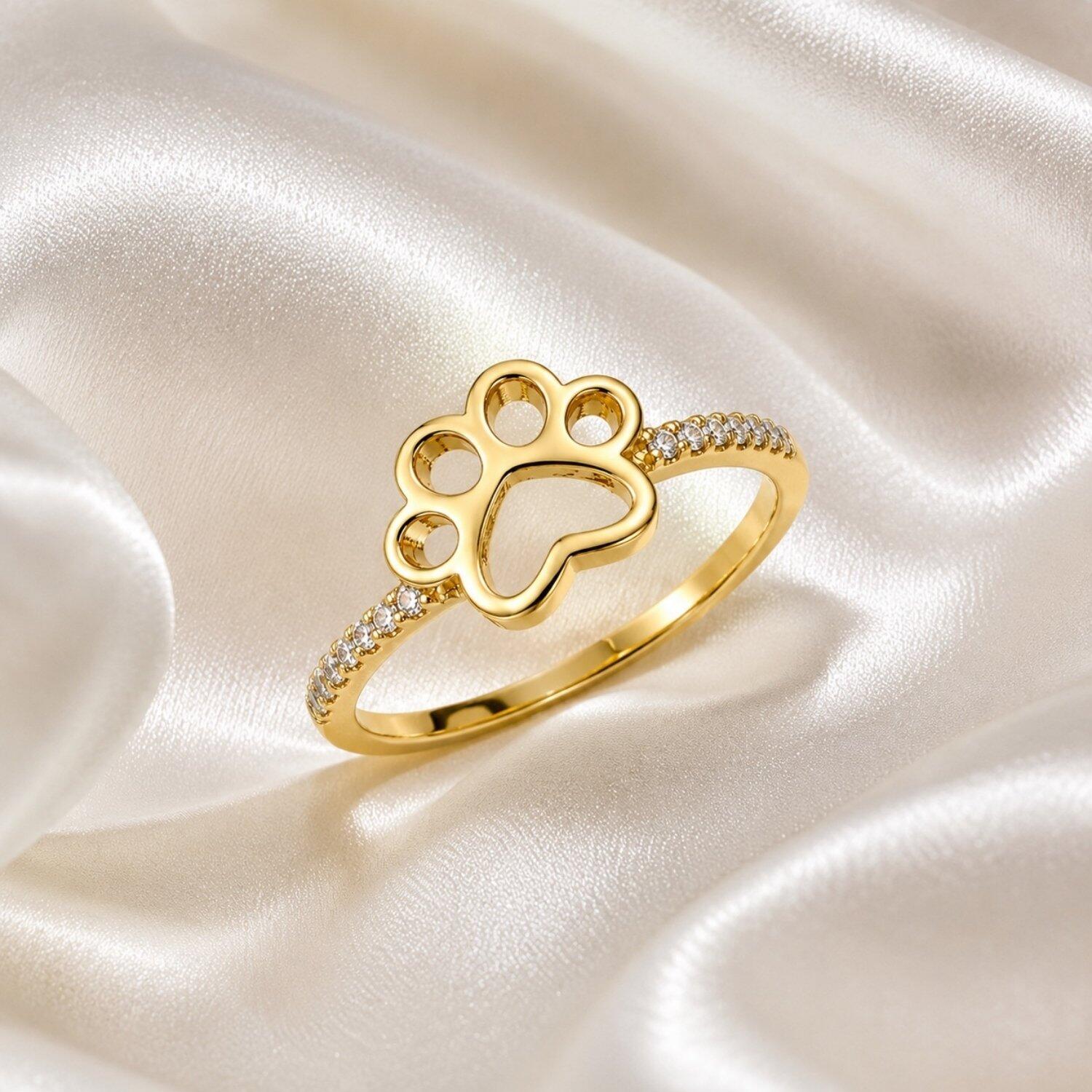 Anel Patinha Meia Aliança com Micro Zircônia Cristal Banhado em Ouro18k