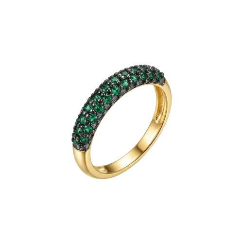 Anel Aparador 3 Fileiras Micro Zircônias Turmalina Banhado em Ouro18k