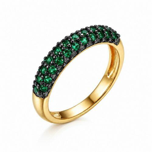 Anel Aparador 3 Fileiras Micro Zirc�nias Turmalina Banhado em Ouro18k