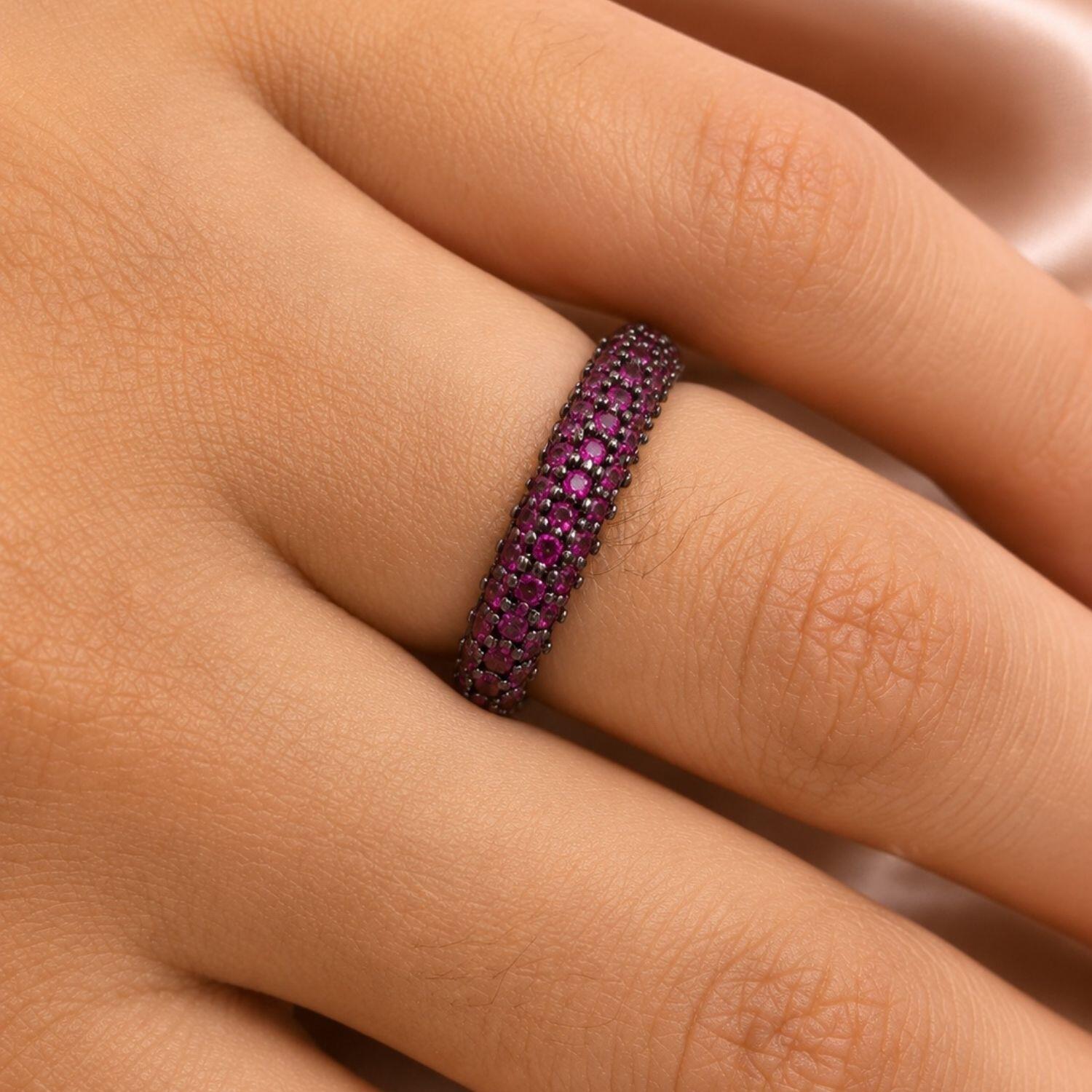 Anel Aparador 3 Fileiras Micro Zircônias Rosa Banhado em Ouro18k