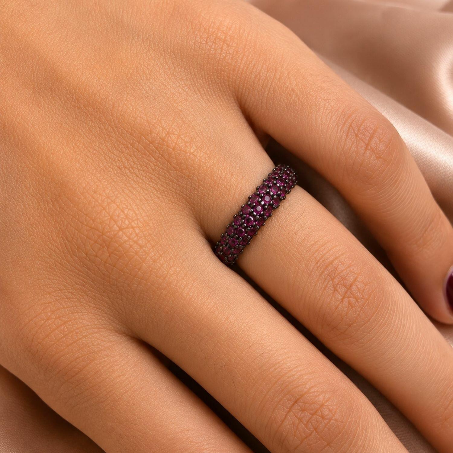 Anel Aparador 3 Fileiras Micro Zircônias Rosa Banhado em Ouro18k