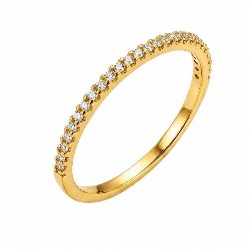 Anel Meia Alian�a Fino com Micro Zirc�nias Banhado em Ouro18k