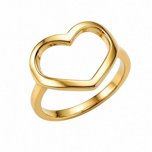 Anel Cora��o Liso Banhado em Ouro 18k